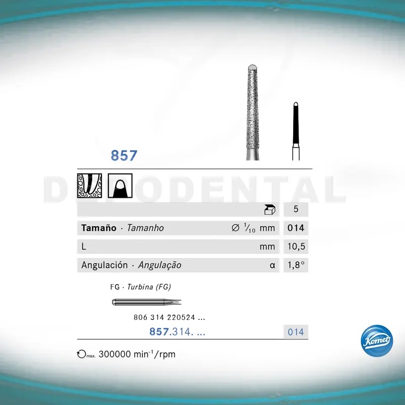 Fresas Diamante 857 Komet endodoncia