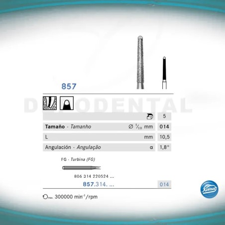 Fresas Diamante 857 Komet endodoncia