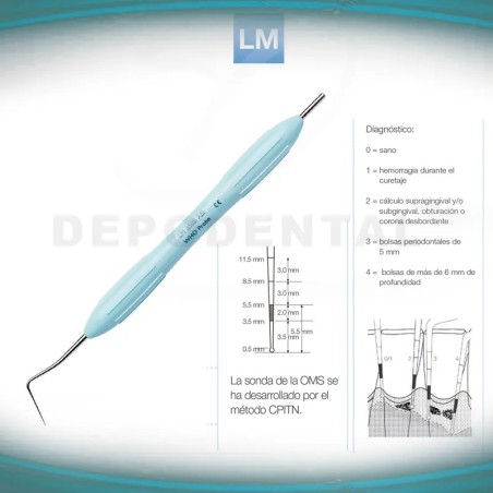 Sonda periodontal OMS extremo único